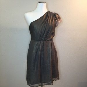 Greylin gray-gold one shoulder dress large